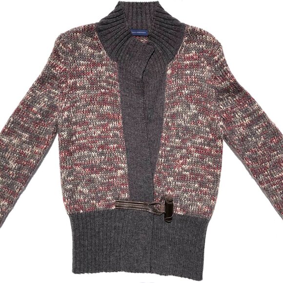 Adolfo Dominguez cardigan sweater women size P gray long sleeve open with toggle - Picture 2 of 8